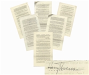 Harry Truman Signed Farewell Address From 1953 -- ...The President...has to decide. He cant pass the buck to anybody... & ...And always in the background there has been the atomic bomb...